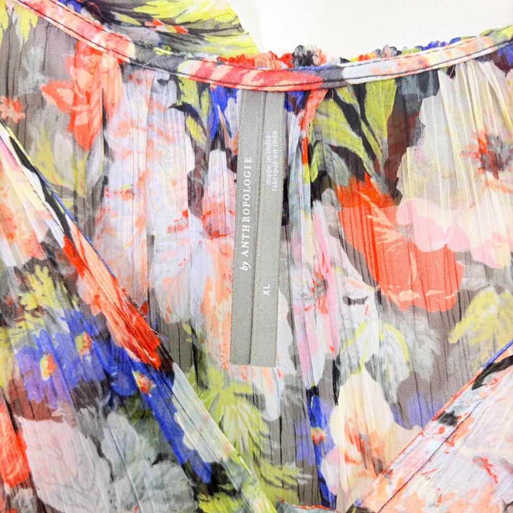 Anthropologie The Marais Printed Chiffon Maxi Dress Floral XL OB1371223 - Picture 8 of 9